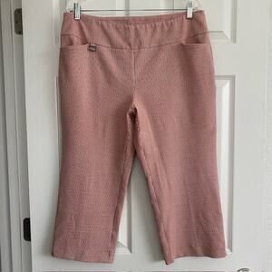 Lisette Montreal Cropped Stretch Pants Red & White Seersucker-Like Women's Large